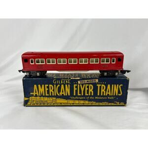 American Flyer 495 Red Passenger Car Prewar 3/16 O Gauge w Box